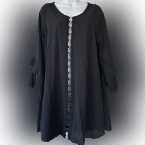 NWT Highness Cage Front Long Sleeve Black Witchy Goth Tunic Dress Small